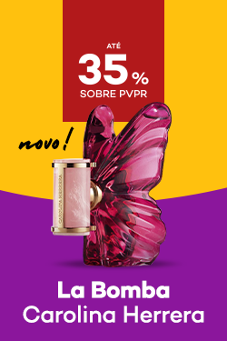 Perfume La Bomba da marca Carolina Herrera com destaque promocional de até 35% sobre preço de Venda ao Público Recomendado